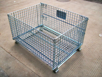 Heavy Duty Galvanized Foldable Wire Mesh Pallet Cage With Cold Drawn Steel