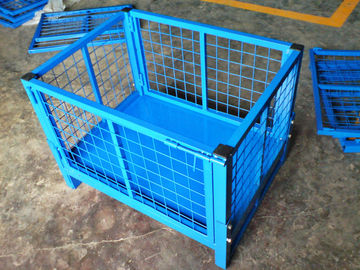 Galvanized / Powder Coating Metal Pallet Cages For Small Parts Storage